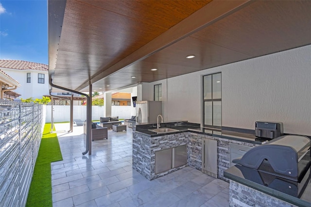 1005 NW 100th Ave, Miami, FL 33172 - fenced backyard featuring area for grilling, a patio area, and an outdoor hangout area