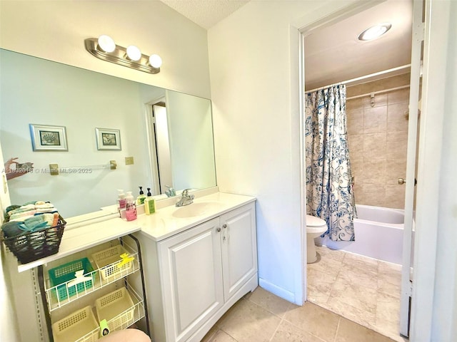 200 178th Dr Unit 409, Sunny Isles Beach, FL 33160 - bathroom with vanity, shower / tub combo with curtain, and tile patterned flooring