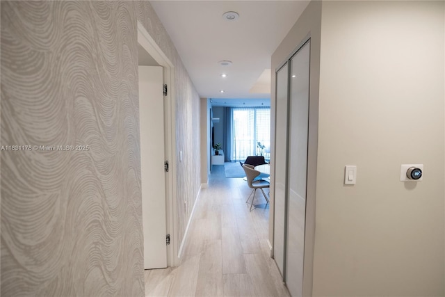 45 SW 9th St Unit 1705, Miami, FL 33130 - corridor featuring light wood-style floors and recessed lighting