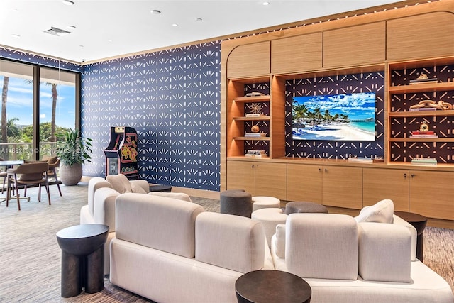 2655 S Bayshore Dr Unit 2012, Miami, FL 33133 - living area with wallpapered walls and recessed lighting