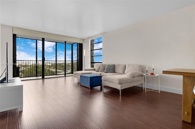 2500 NE 135th St Unit C711, North Miami, FL 33181 - living room with a wall of windows and wood finished floors