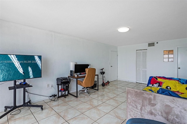 555 NE 15th St Unit 15B, Miami, FL 33132 - office area with light tile patterned floors and baseboards