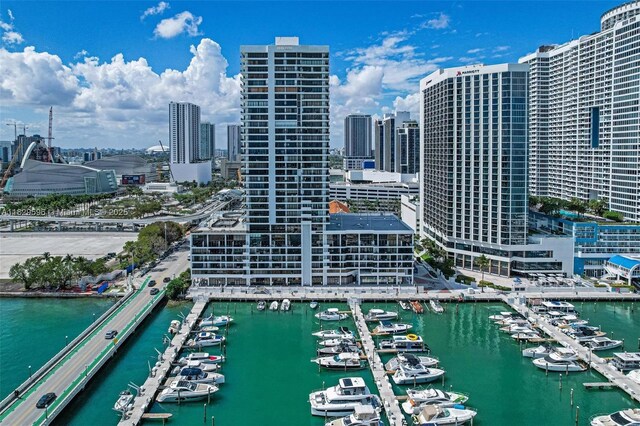 555 NE 15th St Unit 15B, Miami, FL 33132 - drone / aerial view of a marina and city skyline