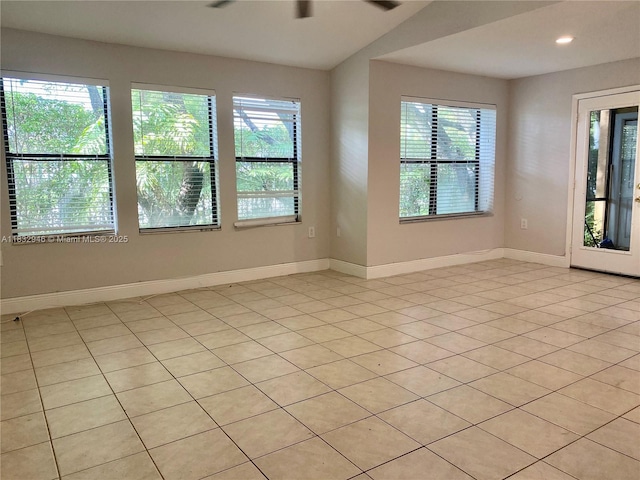 15661 SW 104th Ter Unit 3112, Miami, FL 33196 - empty room featuring plenty of natural light, ceiling fan, light tile patterned floors, and recessed lighting