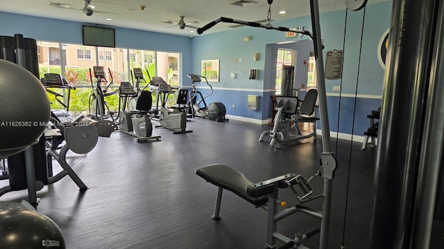 230 SW 117th Ter, Pembroke Pines, FL 33025 - workout area with healthy amount of natural light and ceiling fan
