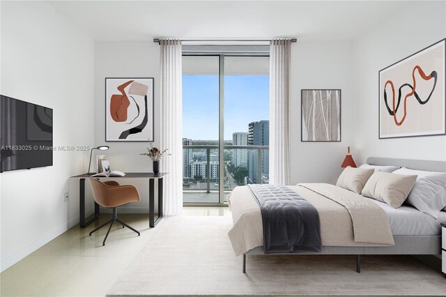 1111 SW 1st Ave Unit 2914-N, Miami, FL 33130 - bedroom with access to outside, a desk, and a view of city