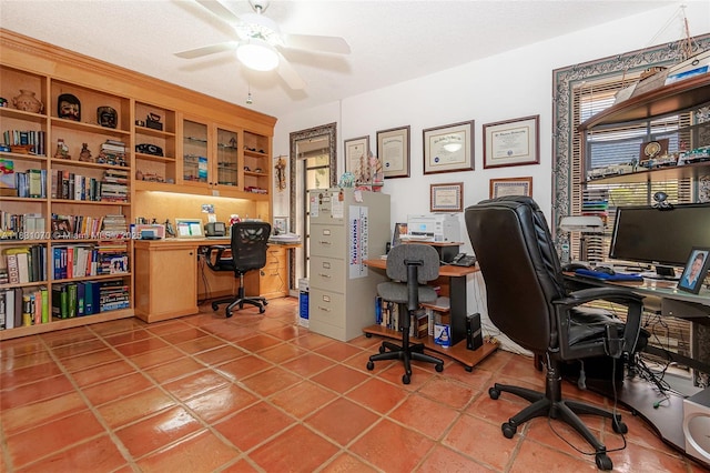 8445 SW 80th Pl, Miami, FL 33143 - home office featuring a ceiling fan and light tile patterned flooring