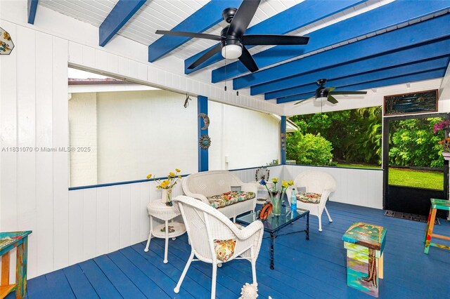 8445 SW 80th Pl, Miami, FL 33143 - wooden terrace with ceiling fan