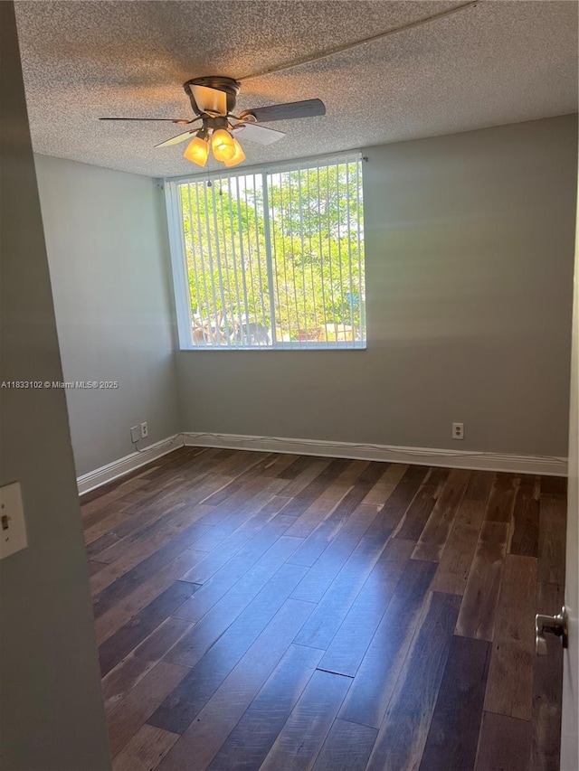 10725 Cleary Blvd Unit 205, Plantation, FL 33324 - empty room with a ceiling fan, a textured ceiling, and dark wood-style floors