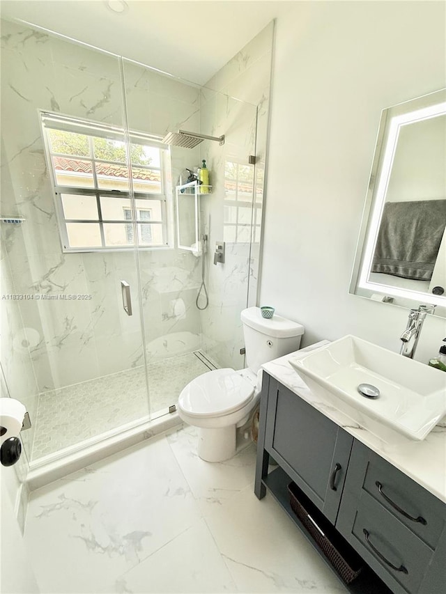2145 SW 26th St, Miami, FL 33133 - full bathroom featuring marble finish flooring, a marble finish shower, and vanity