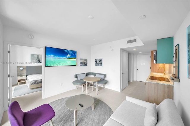 601NE 1st Ave Unit 3309, Miami, FL 33132 - living room featuring light tile patterned floors and recessed lighting