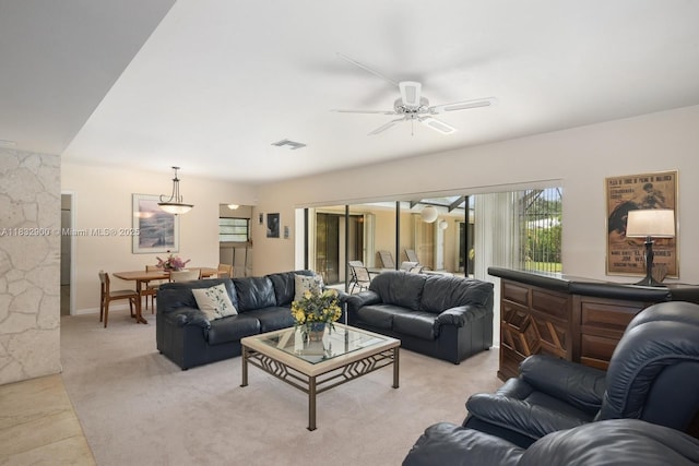 15471 SW 83rd Ave, Palmetto Bay, FL 33157 - living area with a ceiling fan and light colored carpet