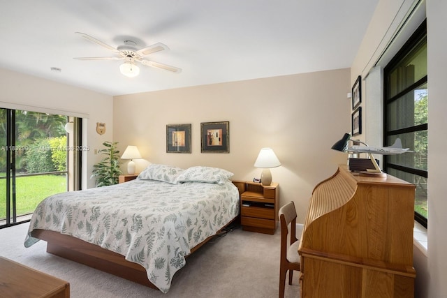 15471 SW 83rd Ave, Palmetto Bay, FL 33157 - bedroom featuring carpet flooring, access to exterior, and a ceiling fan