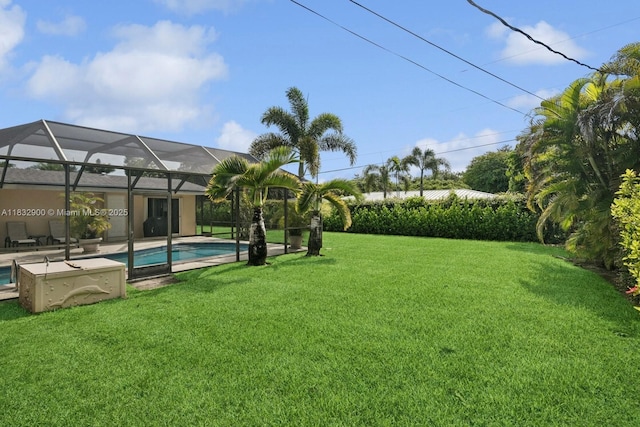 15471 SW 83rd Ave, Palmetto Bay, FL 33157 - view of grassy yard with an outdoor pool and a lanai