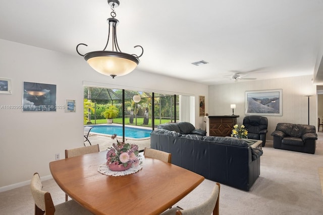 15471 SW 83rd Ave, Palmetto Bay, FL 33157 - dining room featuring light carpet and ceiling fan