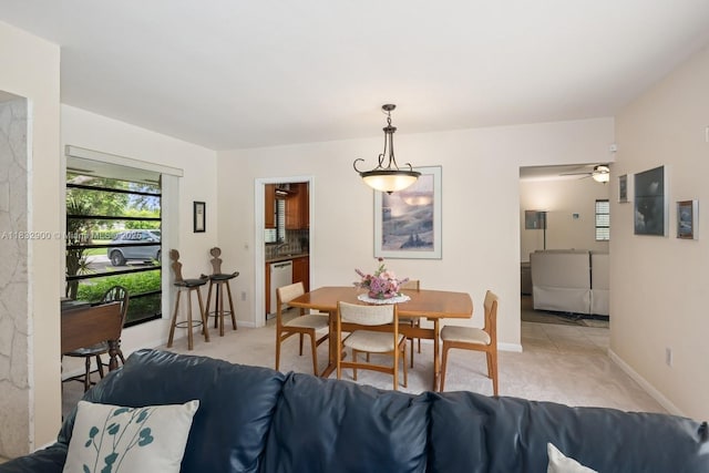 15471 SW 83rd Ave, Palmetto Bay, FL 33157 - dining room featuring light carpet and a ceiling fan