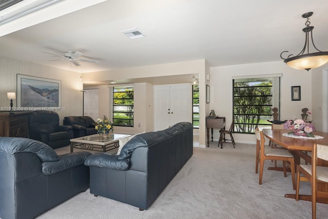 15471 SW 83rd Ave, Palmetto Bay, FL 33157 - living area with ceiling fan and light carpet