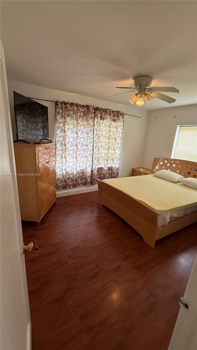 110 SW 64th Ct, Miami, FL 33144 - bedroom featuring dark wood-style floors and ceiling fan