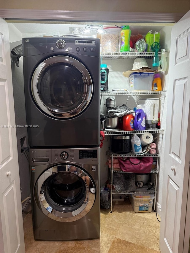 65821 Overseas Hwy, Long Key, FL 33001 - laundry area with stacked washing machine and dryer