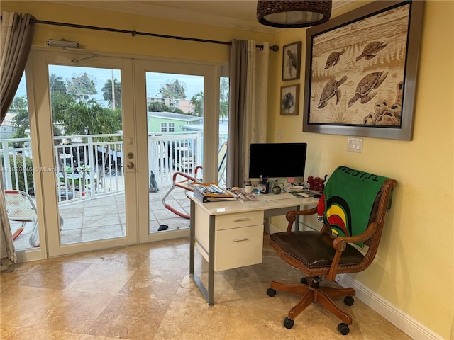 65821 Overseas Hwy, Long Key, FL 33001 - office with french doors, plenty of natural light, and crown molding