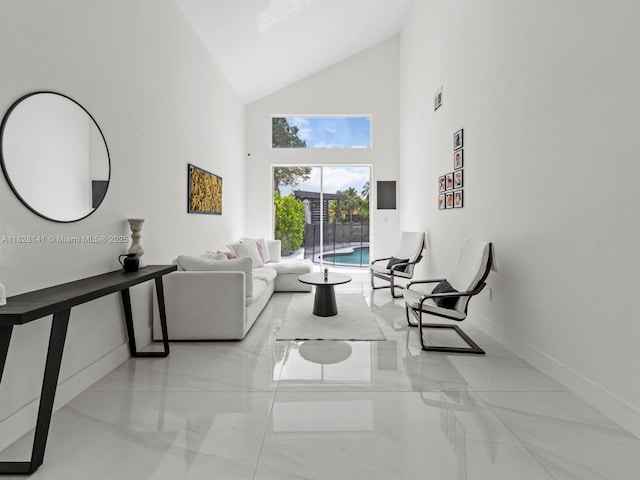 171 NW 152nd Ave, Pembroke Pines, FL 33028 - living room with high vaulted ceiling and marble tiled flooring