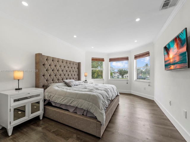 171 NW 152nd Ave, Pembroke Pines, FL 33028 - bedroom featuring crown molding, recessed lighting, and dark wood-style flooring