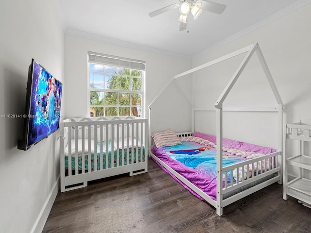 171 NW 152nd Ave, Pembroke Pines, FL 33028 - bedroom with wood finished floors, crown molding, and ceiling fan