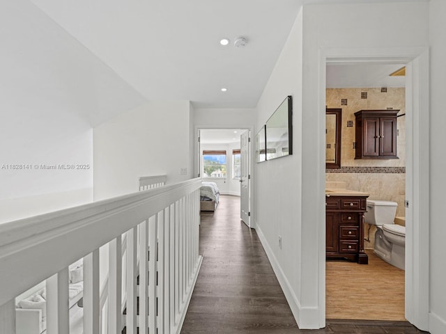 171 NW 152nd Ave, Pembroke Pines, FL 33028 - corridor with dark wood-style flooring and recessed lighting