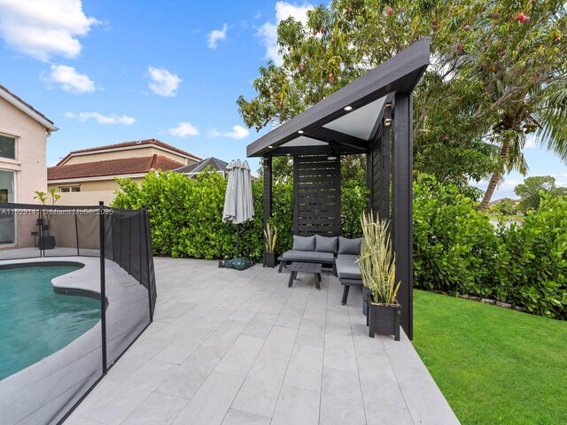171 NW 152nd Ave, Pembroke Pines, FL 33028 - view of patio with an outdoor hangout area and a gazebo