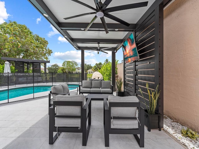 171 NW 152nd Ave, Pembroke Pines, FL 33028 - view of patio with ceiling fan and an outdoor hangout area