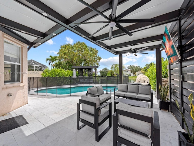 171 NW 152nd Ave, Pembroke Pines, FL 33028 - view of patio / terrace with outdoor lounge area and a ceiling fan