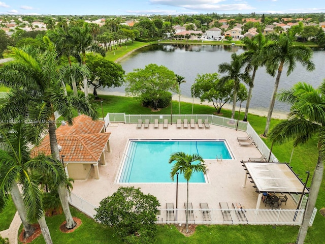 171 NW 152nd Ave, Pembroke Pines, FL 33028 - community pool featuring a water view and a patio