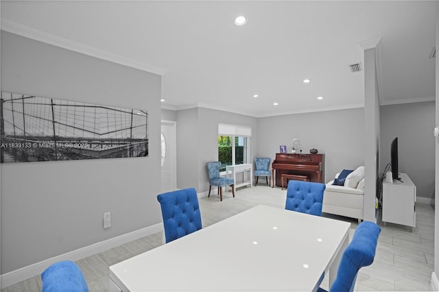 1173 NW 134th Pl, Miami, FL 33182 - dining space featuring ornamental molding and recessed lighting