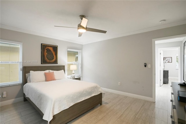 1173 NW 134th Pl, Miami, FL 33182 - bedroom with ornamental molding, light wood-style floors, and a ceiling fan