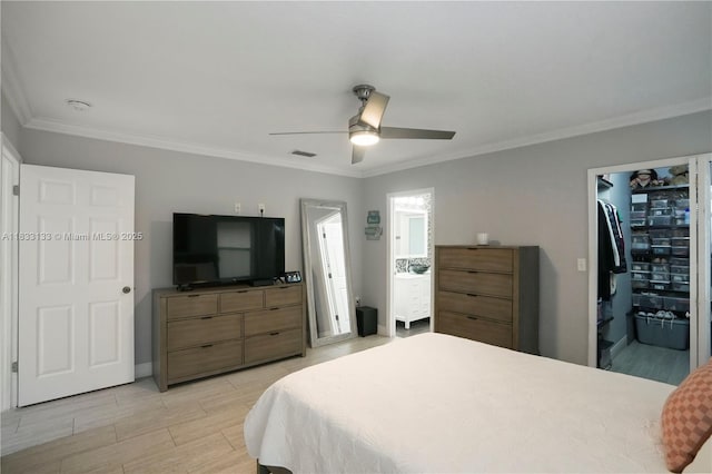 1173 NW 134th Pl, Miami, FL 33182 - bedroom with light wood-style floors, ornamental molding, and ceiling fan