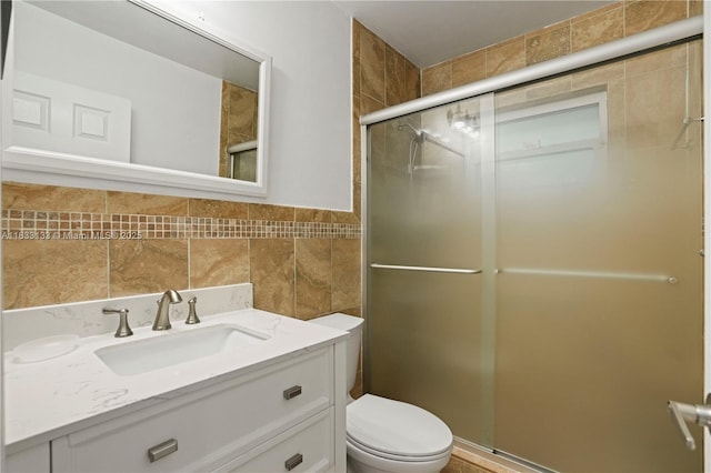 1173 NW 134th Pl, Miami, FL 33182 - full bathroom with a stall shower, vanity, and tile walls