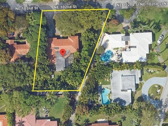1180 NE 102nd St, Miami Shores, FL 33138 - view of property location featuring property parcel outlined and a pool area