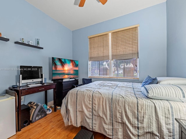8912 W Flagler St Unit 103, Miami, FL 33174 - bedroom with wood finished floors, lofted ceiling, and a ceiling fan