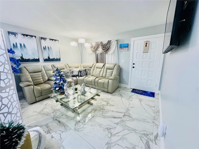 5072 W 12th Ln Unit D-14, Hialeah, FL 33012 - living room with marble finish flooring