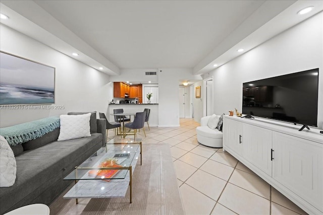 540 Brickell Key Dr Unit 412, Miami, FL 33131 - living area featuring light tile patterned floors and recessed lighting