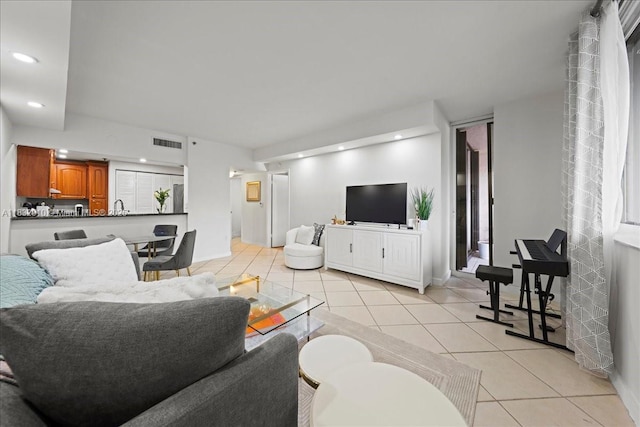 540 Brickell Key Dr Unit 412, Miami, FL 33131 - living area featuring light tile patterned floors and recessed lighting