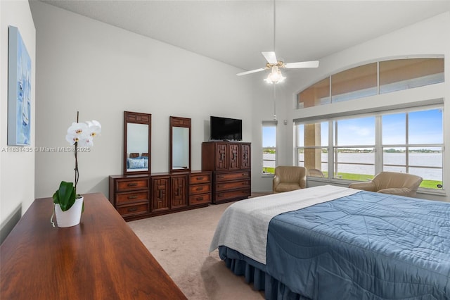 2373 NW 195th Ave, Pembroke Pines, FL 33029 - bedroom featuring light colored carpet, a high ceiling, and ceiling fan