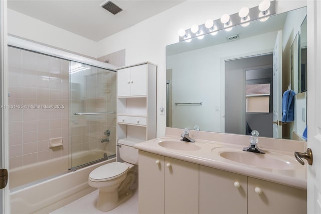 2373 NW 195th Ave, Pembroke Pines, FL 33029 - bathroom with double vanity, enclosed tub / shower combo, and tile patterned flooring