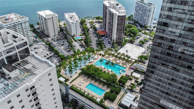 1425 Brickell Ave Unit 42E, Miami, FL 33131 - view of urban area featuring a pool area and a nearby body of water