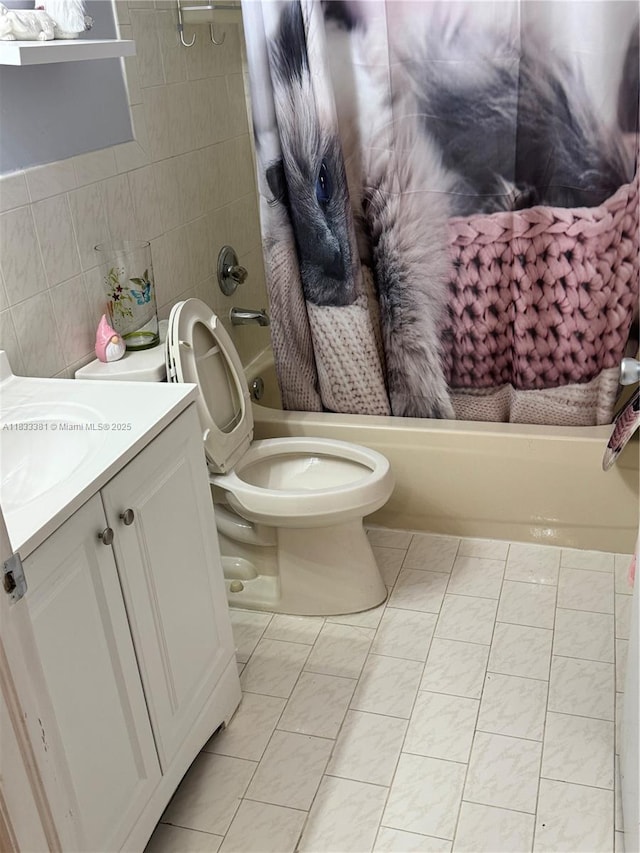 5450 SW 143rd Ct, Miami, FL 33175 - full bath featuring shower / bath combo, tile walls, and vanity