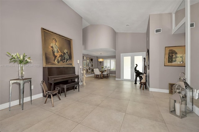 14460 Glencairn Rd, Miami Lakes, FL 33016 - foyer with high vaulted ceiling and light tile patterned floors