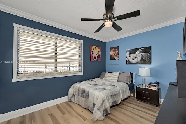 14460 Glencairn Rd, Miami Lakes, FL 33016 - bedroom with light wood finished floors, ornamental molding, and ceiling fan