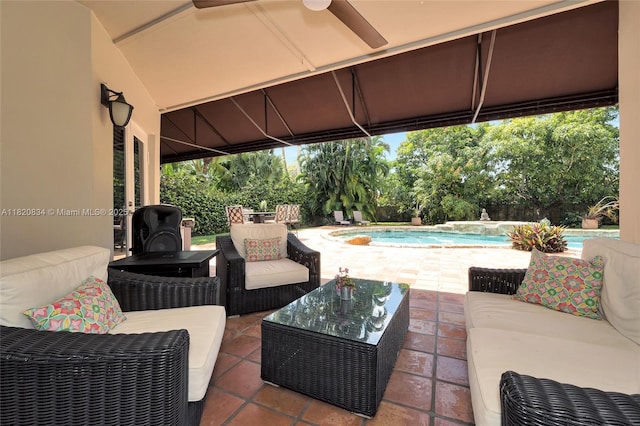 14460 Glencairn Rd, Miami Lakes, FL 33016 - view of patio / terrace featuring an outdoor hangout area and a ceiling fan