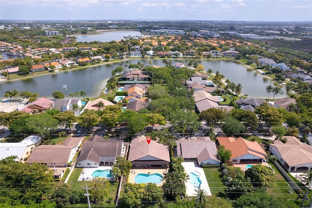 14460 Glencairn Rd, Miami Lakes, FL 33016 - aerial view of residential area with a pool area and a large body of water