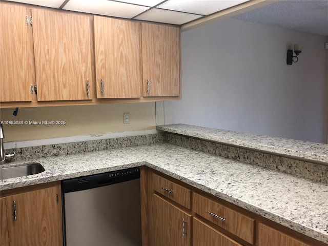 5995 Washington St Unit 233, Hollywood, FL 33023 - kitchen with dishwasher and light stone countertops